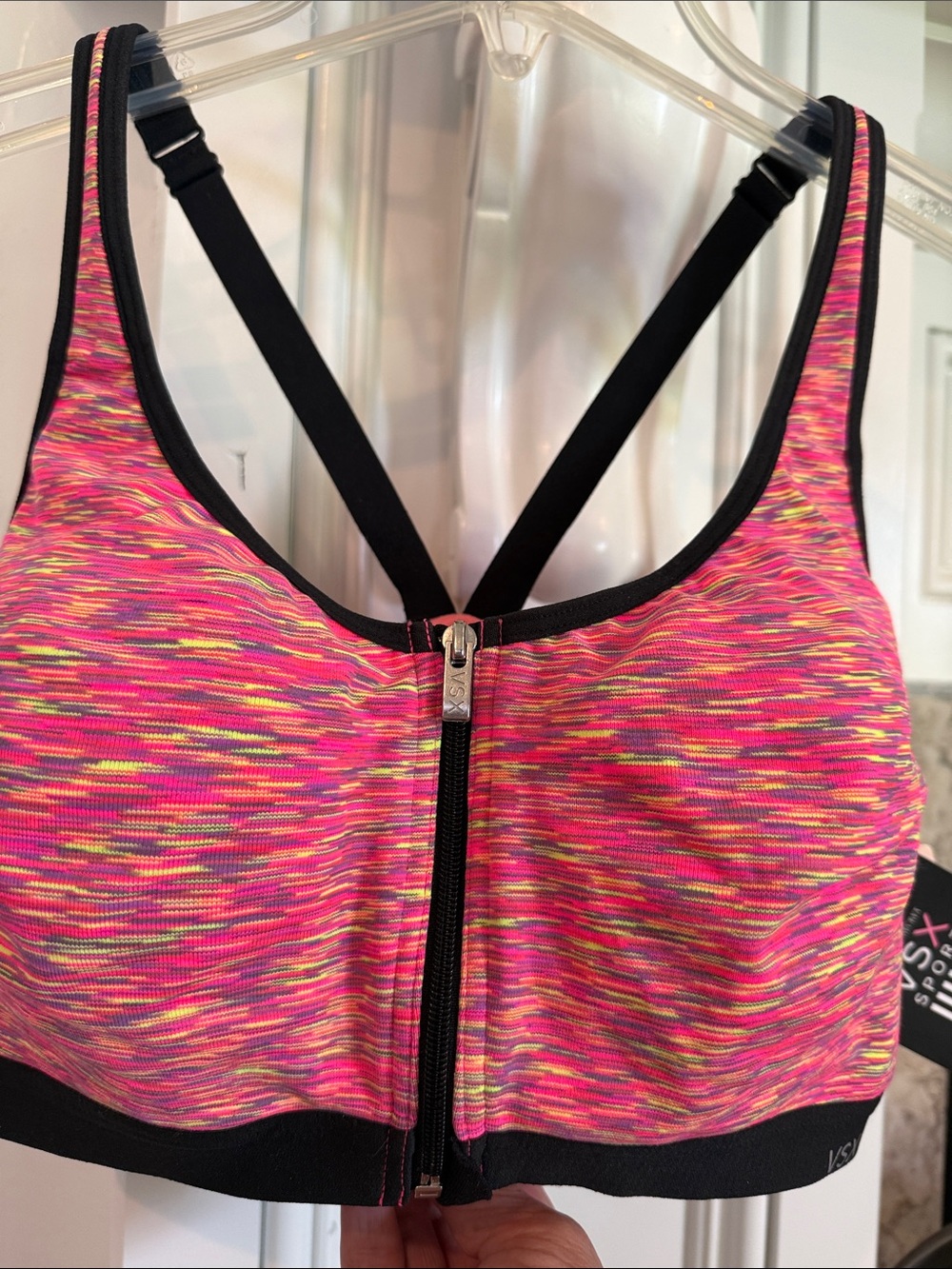 Victoria's Secret Pink Multi-Color Front-Zip Underwire Sports Bra
